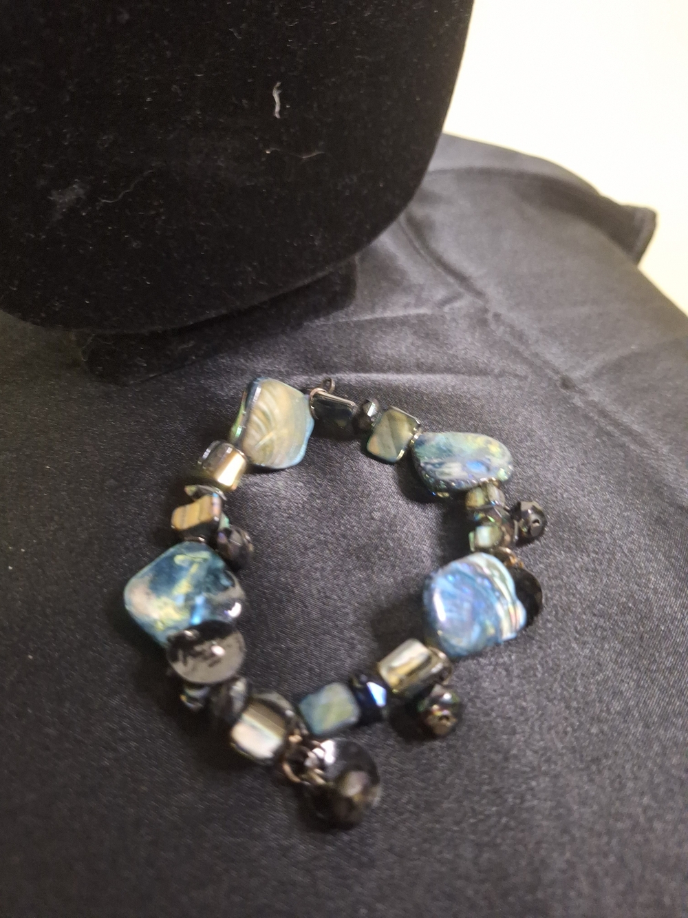 Blue Abalone Stone Stretch Bracelet - Women Jewelry